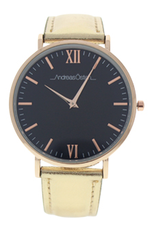 AO-187 Hygge - Gold/Black Leather Strap Watch by Andreas Osten for Women - 1 Pc Watch