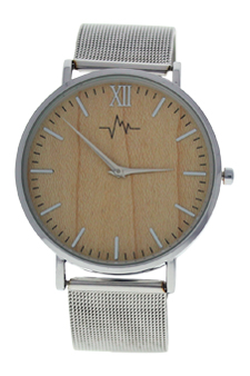 AO-193 Hygge - Silver/Wood Stainless Steel Mesh Bracelet Watch by Andreas Osten for Women - 1 Pc Watch