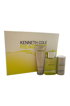 Kenneth Cole Reaction by Kenneth Cole for Men - 3 Pc Gift Set 3.4oz EDT Spray, 3.4oz After Shave Balm, 2.6oz Deodorant Stick