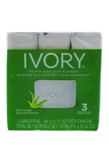 Simply Ivory Aloe Bath Bar by Ivory for Unisex - 3 x 3.1 oz Soap