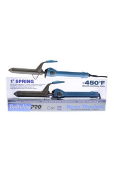 Nano Titanium Spring Curling Iron - Model # BABNT100SN - Blue by BaBylissPRO for Unisex - 1 Inch Curling Iron
