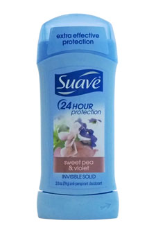 24 Hour Protection Invisible Solid Anti-Perspirant Deodorant Sweet Pea & Violet by Suave for Women - 2.6 oz Deodorant Powder