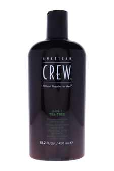 3-In-1 Tea Tree Shampoo & Conditioner & Body Wash by American Crew for Men - 15.2 oz Shampoo & Conditioner & Body Wash