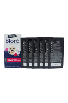 Deep Cleansing Charcoal Pore Strips by Biore for Unisex - 6 Pc Pore Strips