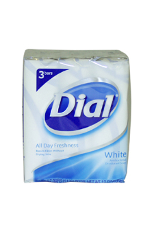 White Antibacterial Deodorant Soap by Dial for Unisex - 3 x 4 oz Soap