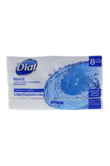 White Antibacterial Deodorant Soap by Dial for Unisex - 8 x 4 oz Soap