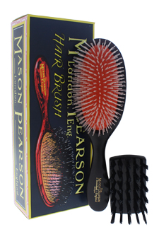 Handy Nylon Brush - # N3 Dark Ruby by Mason Pearson for Unisex - 2 Pc Hair Brush & Cleaning Brush