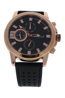AG0064-03 Rose Gold/Black Leather Strap Watch by Antoneli for Men - 1 Pc Watch