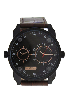 AG3736-12 Black/Brown Leather Strap Watch by Louis Villiers for Men - 1 Pc Watch