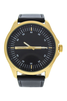 AG3804-04 Gold/Black Leather Strap Watch by Louis Villiers for Men - 1 Pc Watch