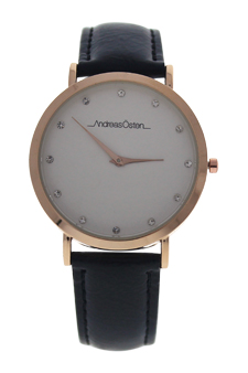 AO-13 Klassisk - Rose Gold/Black Leather Strap Watch by Andreas Osten for Women - 1 Pc Watch