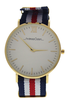 AO-63 Somand - Gold/Navy Blue-White-Red Nylon Strap Watch by Andreas Osten for Unisex - 1 Pc Watch