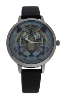 CRA016 La Animale - Silver/Black Leather Strap Watch by Charlotte Raffaelli for Women - 1 Pc Watch