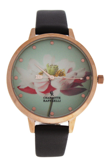CRF009 La Florale - Rose Gold/Brown Leather Strap Watch by Charlotte Raffaelli for Women - 1 Pc Watch