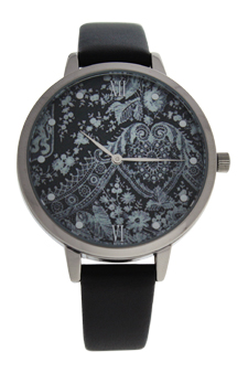 CRR001 La Romance - Silver/Black Leather Strap Watch by Charlotte Raffaelli for Women - 1 Pc Watch