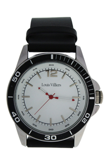LV1001 Silver/Black Leather Strap Watch by Louis Villiers for Men - 1 Pc Watch