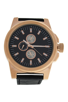 LVAG3733-15 Rose Gold/Black Leather Strap Watch by Louis Villiers for Men - 1 Pc Watch