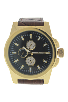 LVAG3733-18 Gold/Brown Leather Strap Watch by Louis Villiers for Men - 1 Pc Watch
