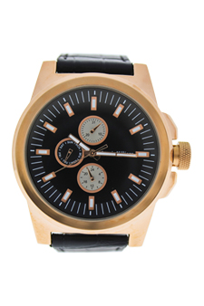LVAG3733-2 Rose Gold/Brown Leather Strap Watch by Louis Villiers for Men - 1 Pc Watch